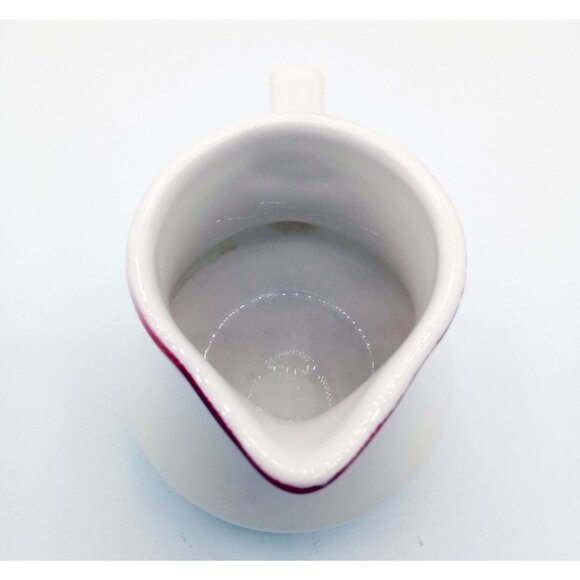 Creamer Pitcher Homer Laughlin Best China White Red Porcelain Vintage Serveware - Picture 6 of 15